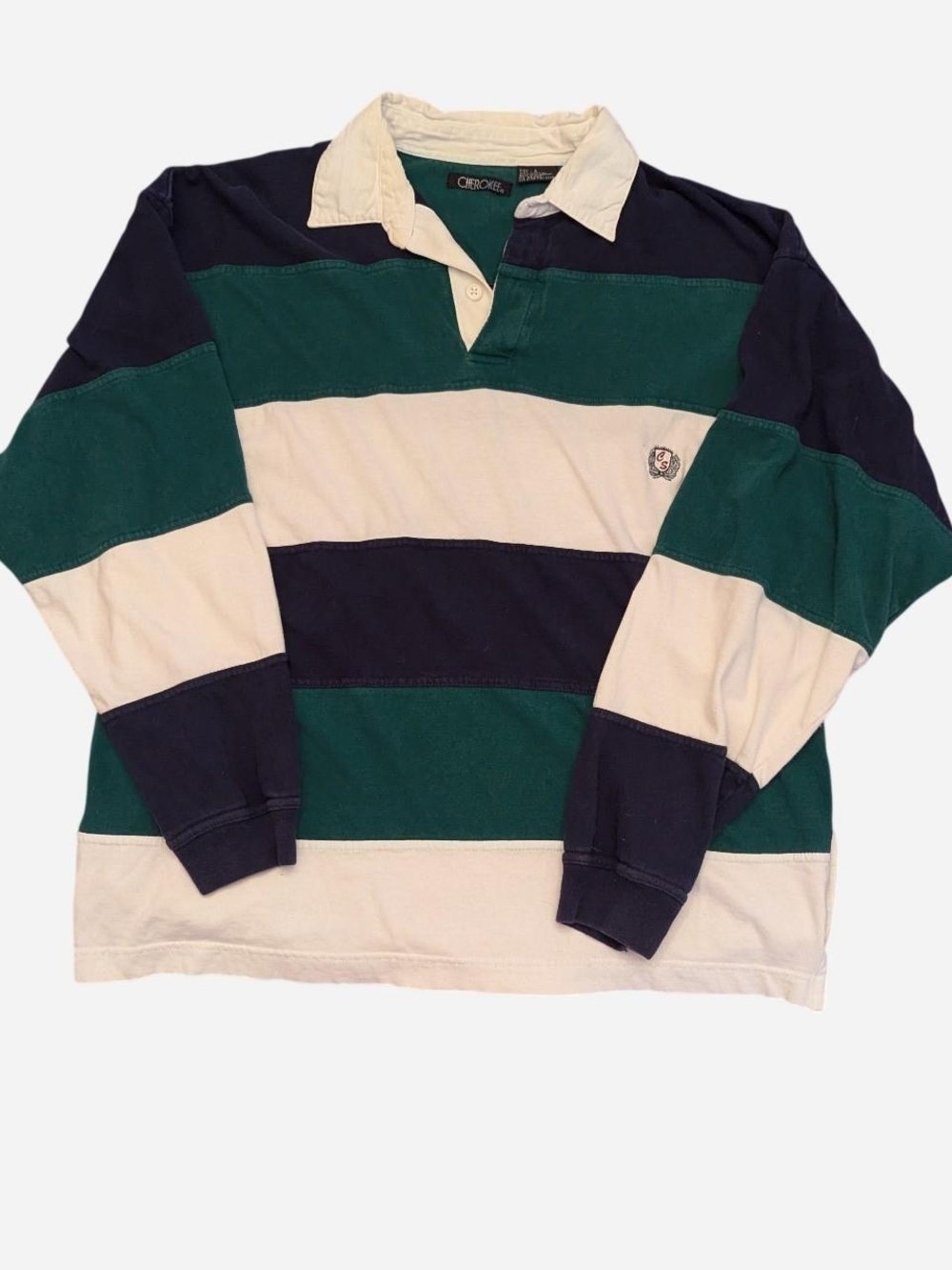 Cherokee Striped Rugby Shirt - Green/Navy/Cream